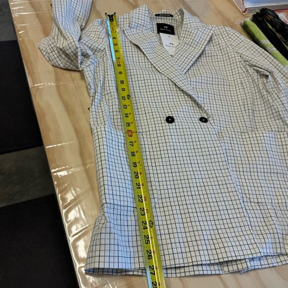 NWT PS Paul Smith Plaid Baggy Lined Blazer Jacket Double Breasted Sz 10 White - Picture 12 of 14